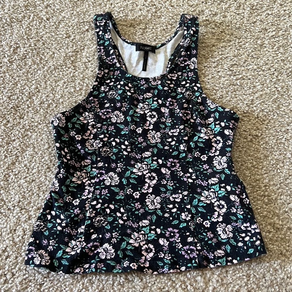 Nollie razor back cut out floral tank top size small